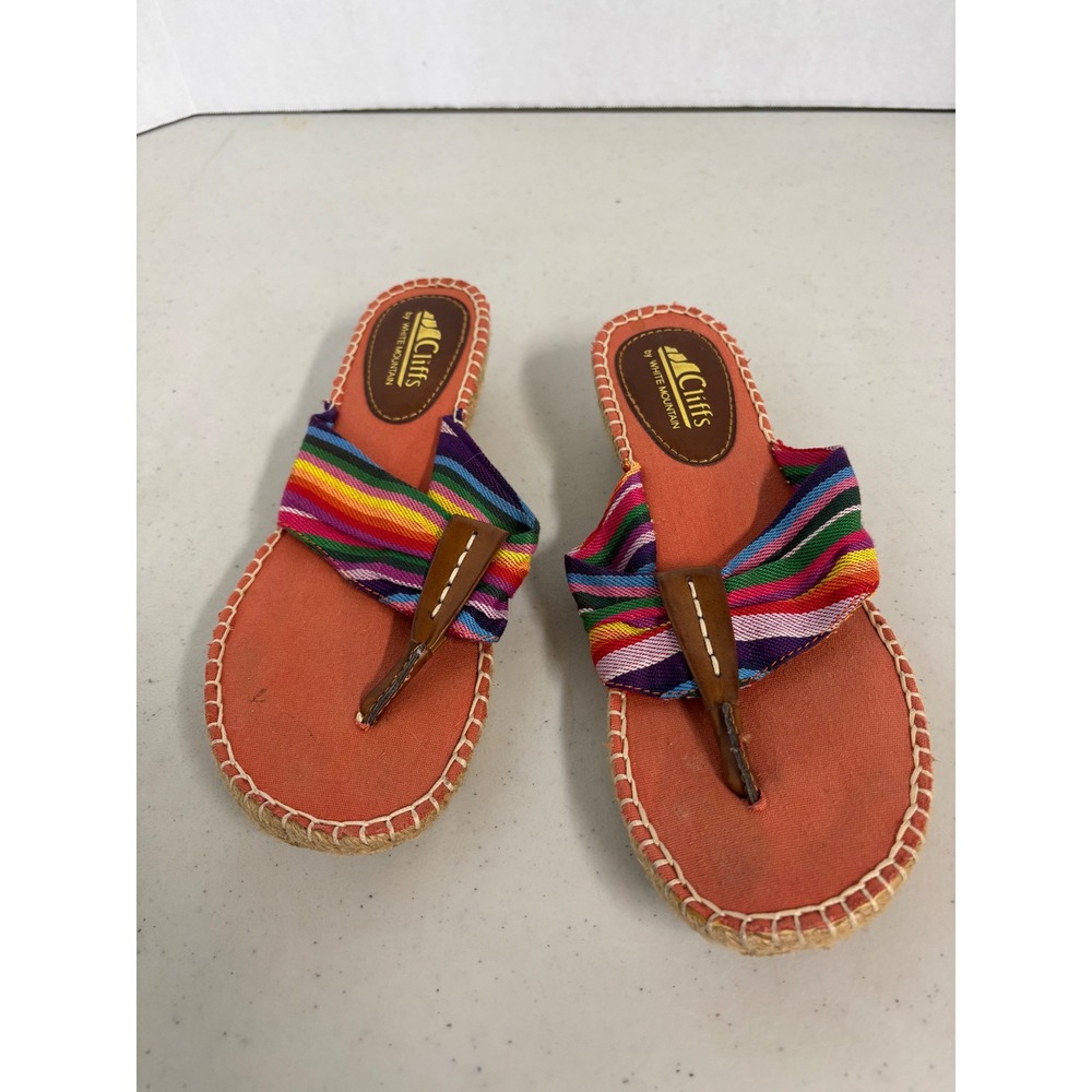 Cliffs by White Mountain Womens 8M Multi Color Striped Espadrille‎ Wedge Sandals